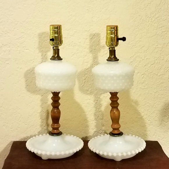 Vintage Other - Mid Century Hobnail Milk Glass Lamps